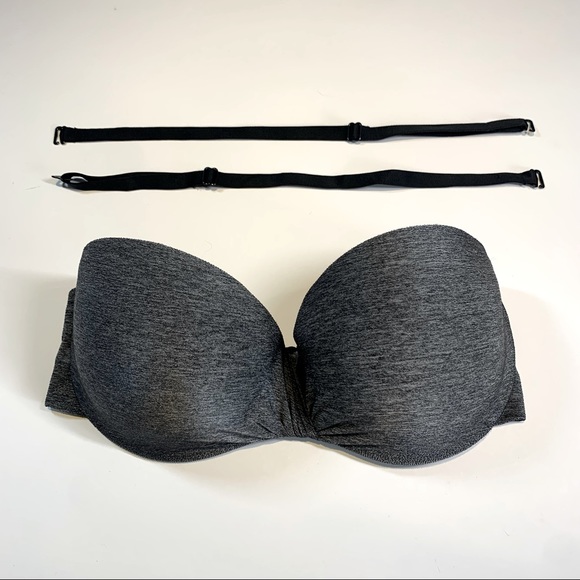 La Senza 34D Heather grey “Body Kiss” twist front push up strapless bra - Picture 3 of 14